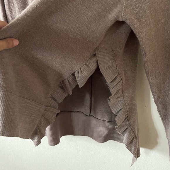 Zara Side-Slit Ruffle Sweater in Dusty Pink - Picture 4 of 4